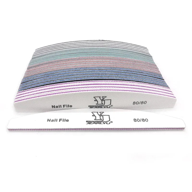 5-Pack Multi-Grit Nail Files 80/100/150/180/240 Grit Acrylic Manicure Buffers with Cuticle Remover, Mixed Colors - 7.0 in (17.8 cm)