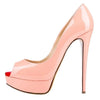 Women Platform Peep Toe Pumps 14cm (5.5 in) Thin Stiletto Patent Leather Party & Wedding Heels