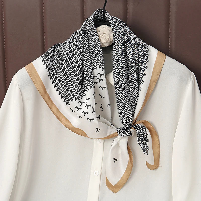 Luxury Satin Square Scarf 70 x 70 cm (27.6 x 27.6 in) – Silk-Feel Polyester Shawl Hijab Neckerchief Hair Ribbon Headband Bandana