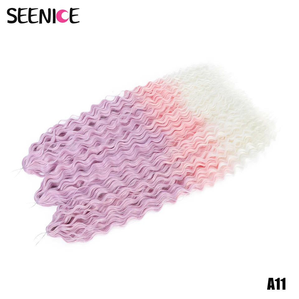Ariel Water Wave Twist Crochet Braids – Ombre Synthetic Deep Wave Hair Extensions, 22 Inch (55 cm)