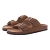 Women's Suede Mules with Cork Insole, Arch Support Slip-On Sandals with Adjustable Buckle – Casual Summer Slides
