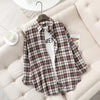 Women's Casual Loose Plaid Flannel Shirt - College Style Long-Sleeve Button-Up Blouse