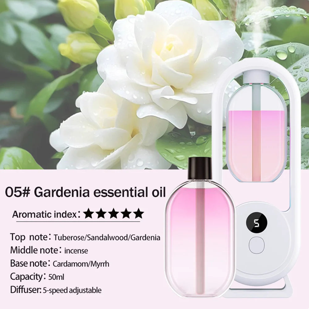 Rechargeable Portable Aroma Diffuser – Essential Oil Aromatherapy Air Freshener with 5 Timed Spray Modes