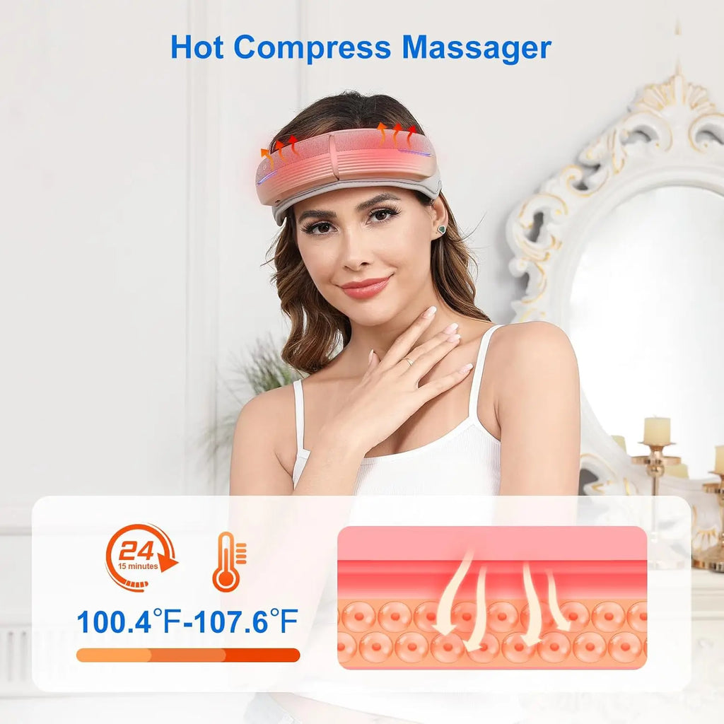 HOMEMASSA Portable Electric Head Massager — 5 Modes, Heat 107.6°F (42°C), Bluetooth, Foldable