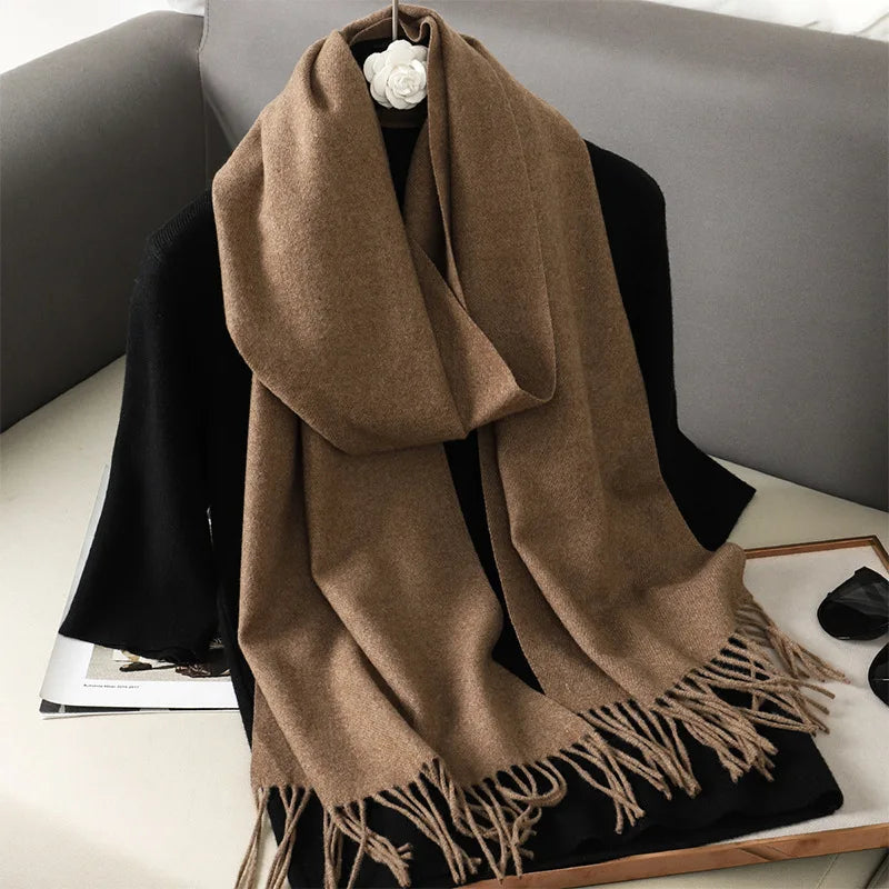 Women's Winter Scarf, Thick Cashmere-Look Pashmina Shawl with Tassels, Windproof Wrap, 175+ cm (69+ in) — 62 Colors
