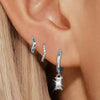 3-Pack Crystal Flower Tragus and Huggie Hoop Earring Set Gold & Silver for Cartilage, Helix & Lobe Piercing