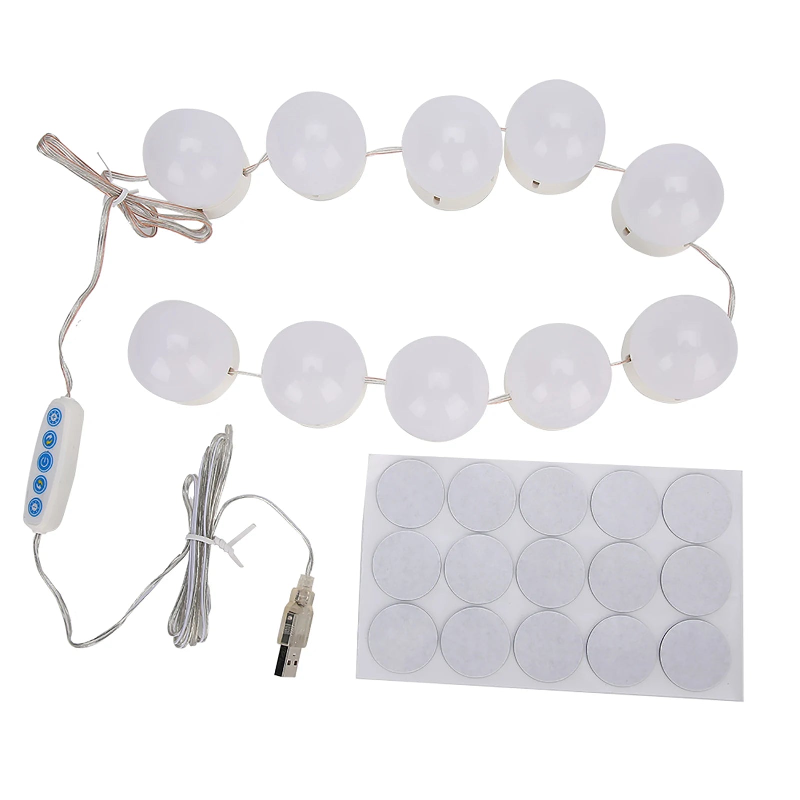10-Pack LED Vanity Mirror Light Kit – Dimmable USB Hollywood Makeup Bulbs (3200K–6500K) with Touch Dimmer