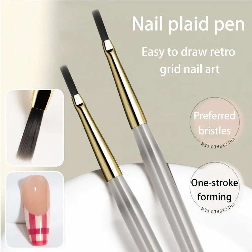 Plaid Nail Art Brush 0.5mm Fine Detail Brush for Tartan, Lines & Gel Acrylic Nails