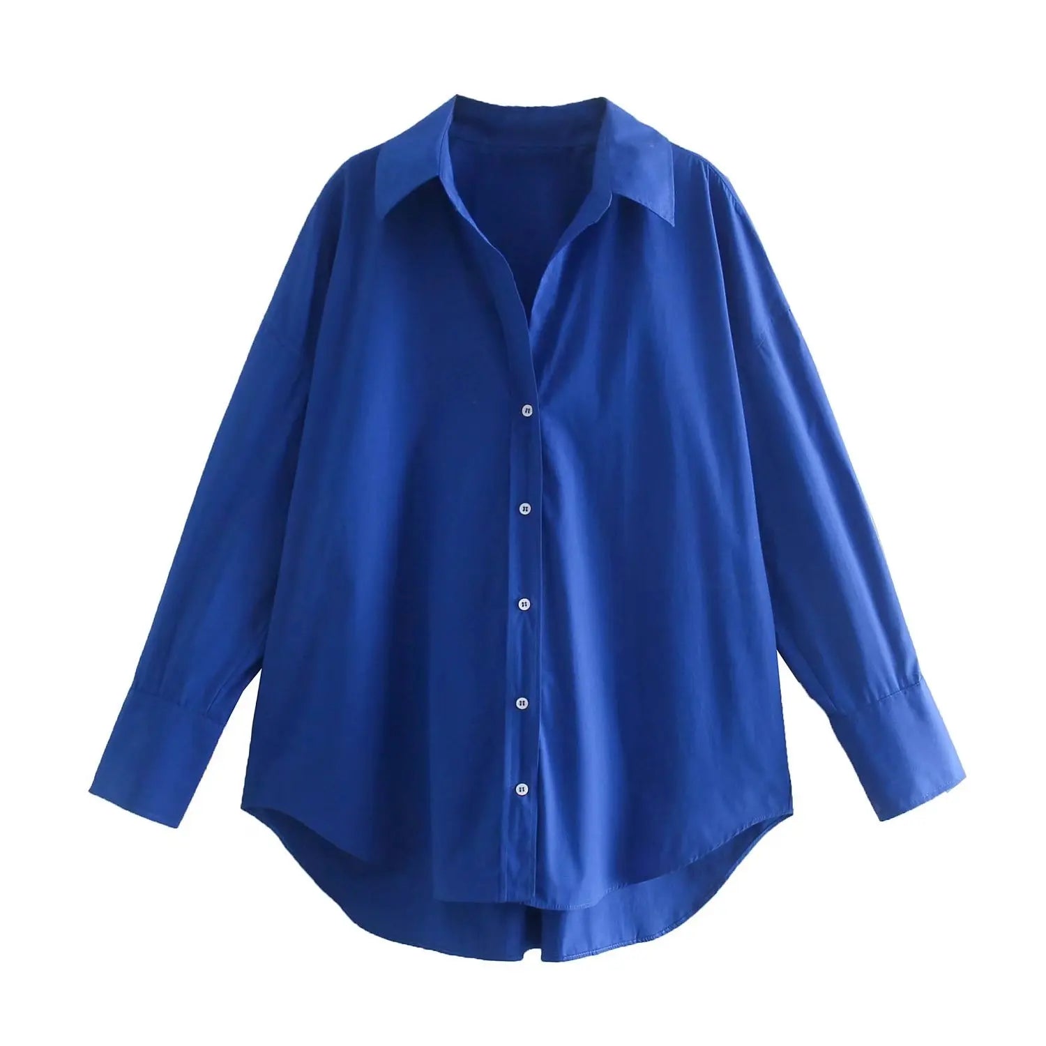MUJER Women's Multicolor Button-Up Poplin Shirt – Oversized Long-Sleeve Summer Casual Blouse