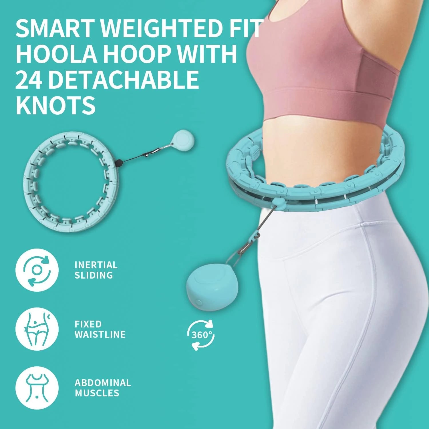 Weighted Hula Hoop for Adults - 24 Detachable Segments, Pink | Waist Training & Home Fitness
