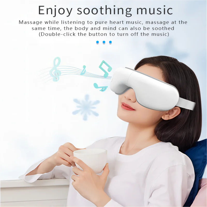 Foldable Heated Bluetooth Eye Massager with Airbag Compression, Music, Eye Care Mask for Eye Strain, Dry Eyes & Improved Sleep