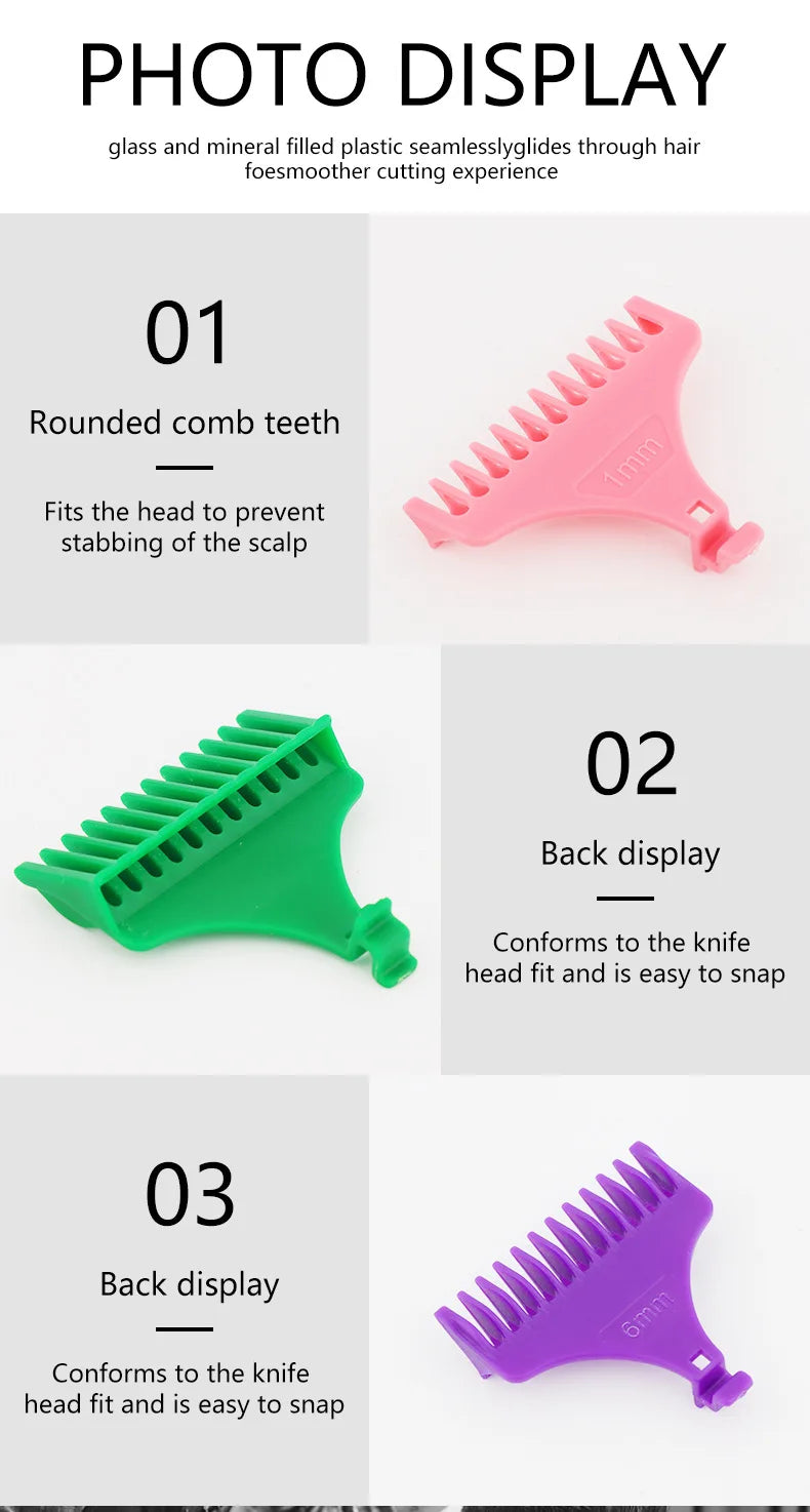 6-Pack Hair Clipper Guard Set – 1mm (0.04") 2mm (0.08") 3mm (0.12") 4mm (0.16") 6mm (0.24") 9mm (0.35") – Universal Trimmer Guide Combs for Hair Cutting & Styling