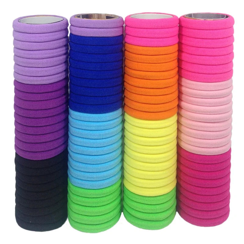 50-Pack No-Damage Elastic Hair Ties for Women & Girls – Seamless Ponytail Holders (Assorted Colors, Includes Black)