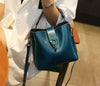 Genuine Oil-Wax Cowhide Bucket Bag for Women, Large Capacity Casual Crossbody Shoulder Tote