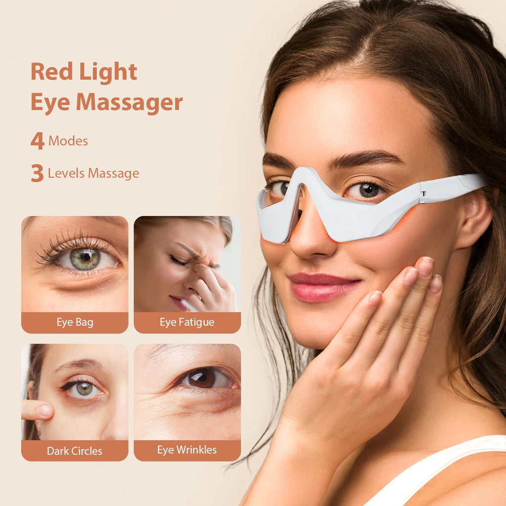3D EMS Eye Massager - Anti-Aging Red Light Therapy for Dark Circles, Wrinkles & Eye Fatigue Relief