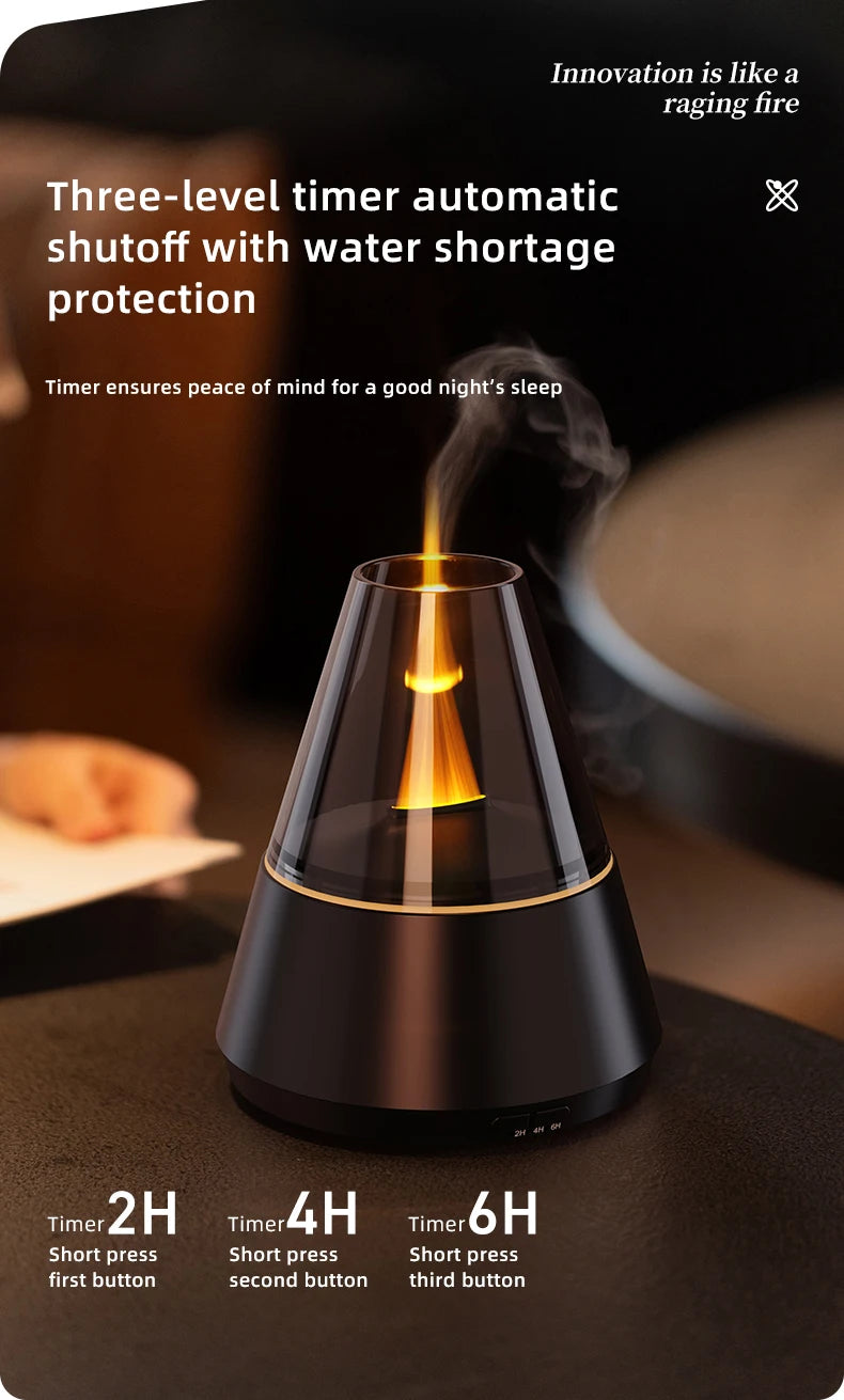 NEWSTYLE Simulated Flame Aroma Diffuser – Bonfire LED Ultrasonic Cool Mist Humidifier & Essential Oil Diffuser, 280ml (9.5 fl oz) with Remote