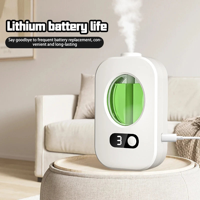 Automatic Aromatherapy Diffuser 40ml USB Rechargeable Ultrasonic Air Freshener – Wall or Desktop for Bathroom & Toilet