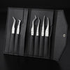 6-Piece Precision Eyelash Tweezers Set for Beginners – Individual & Strip Lash Extensions with Storage Bag