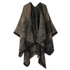 Women's Knitted Shawl Poncho - Imitation Cashmere Travel Cape Wrap, Ethnic Boho Cardigan