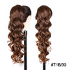 Long Ombre Blonde Synthetic Clip-In Braided Wavy Ponytail Hairpiece — Black to Brown Hair Extension