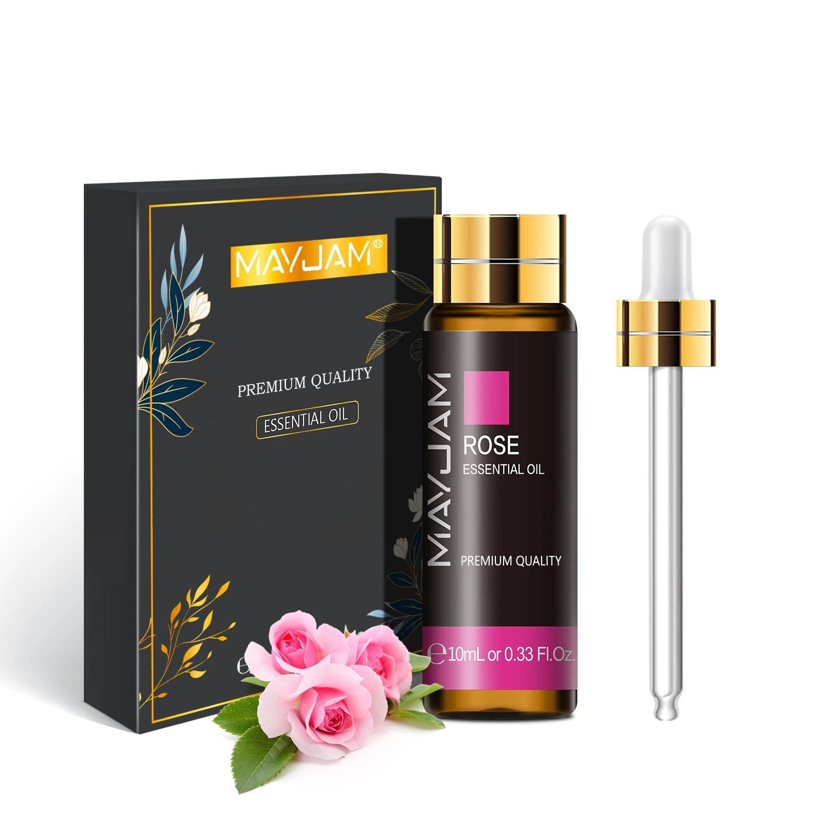 MAYJAM 10ml Pure Essential Oil with Dropper – Aromatherapy Diffuser & Humidifier Oil (Lavender, Eucalyptus, Vanilla, Sandalwood, Camphor) – Gift Box