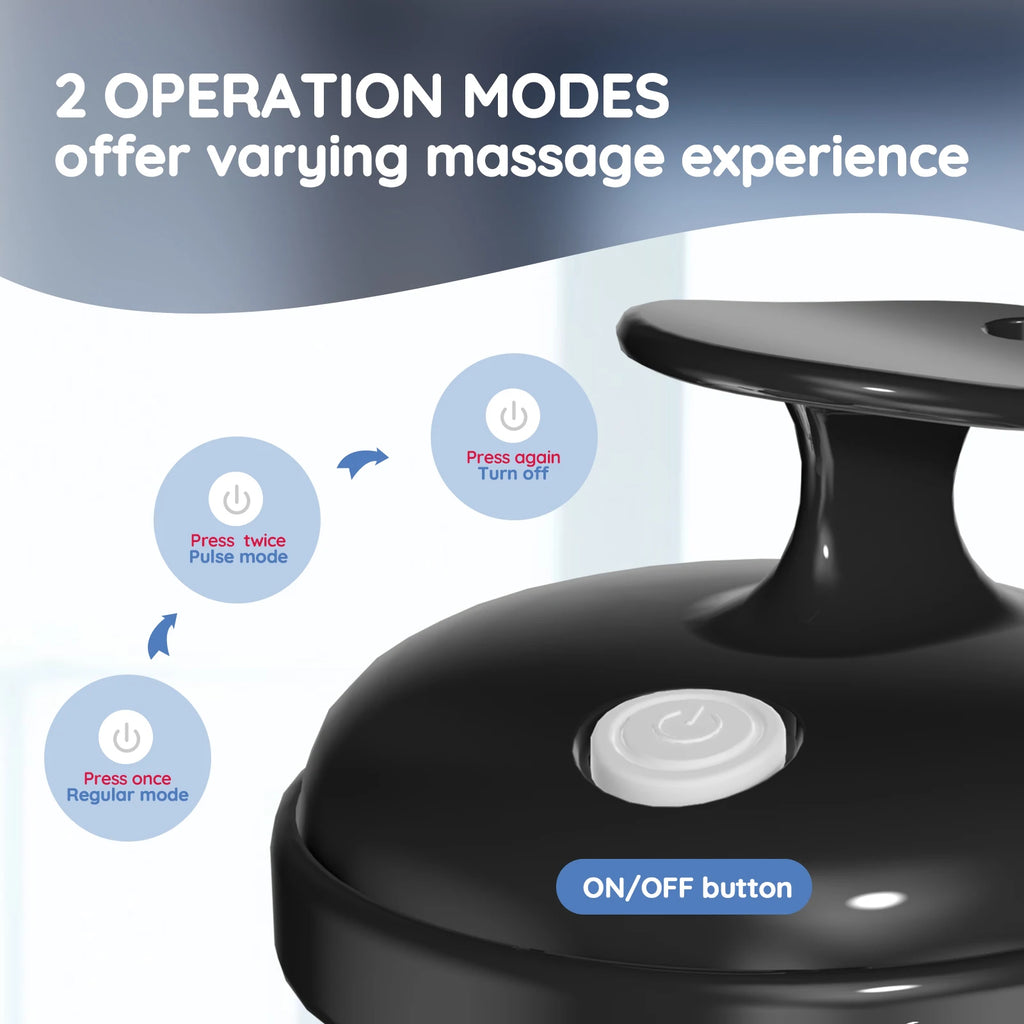 Electric Handheld Scalp Massager – Water-Resistant Silicone Shampoo Brush, 2 Vibration Modes, Battery-Powered