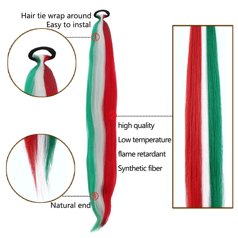 Women's Long Straight Ponytail Wig Extension - High-Temp Fiber, Festive & Braidable (1 Piece)