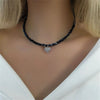 Vintage Zircon Heart Pendant Necklace for Women Boho Geometric Baroque Crystal Chain