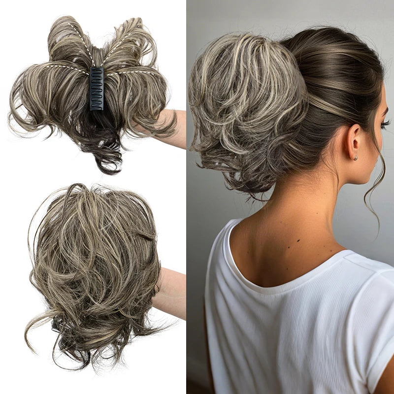 WIGSIN Curly Clip-In Ponytail Hair Extension Adjustable Claw Clip Synthetic High-Temp Fiber 100g (3.5 oz)