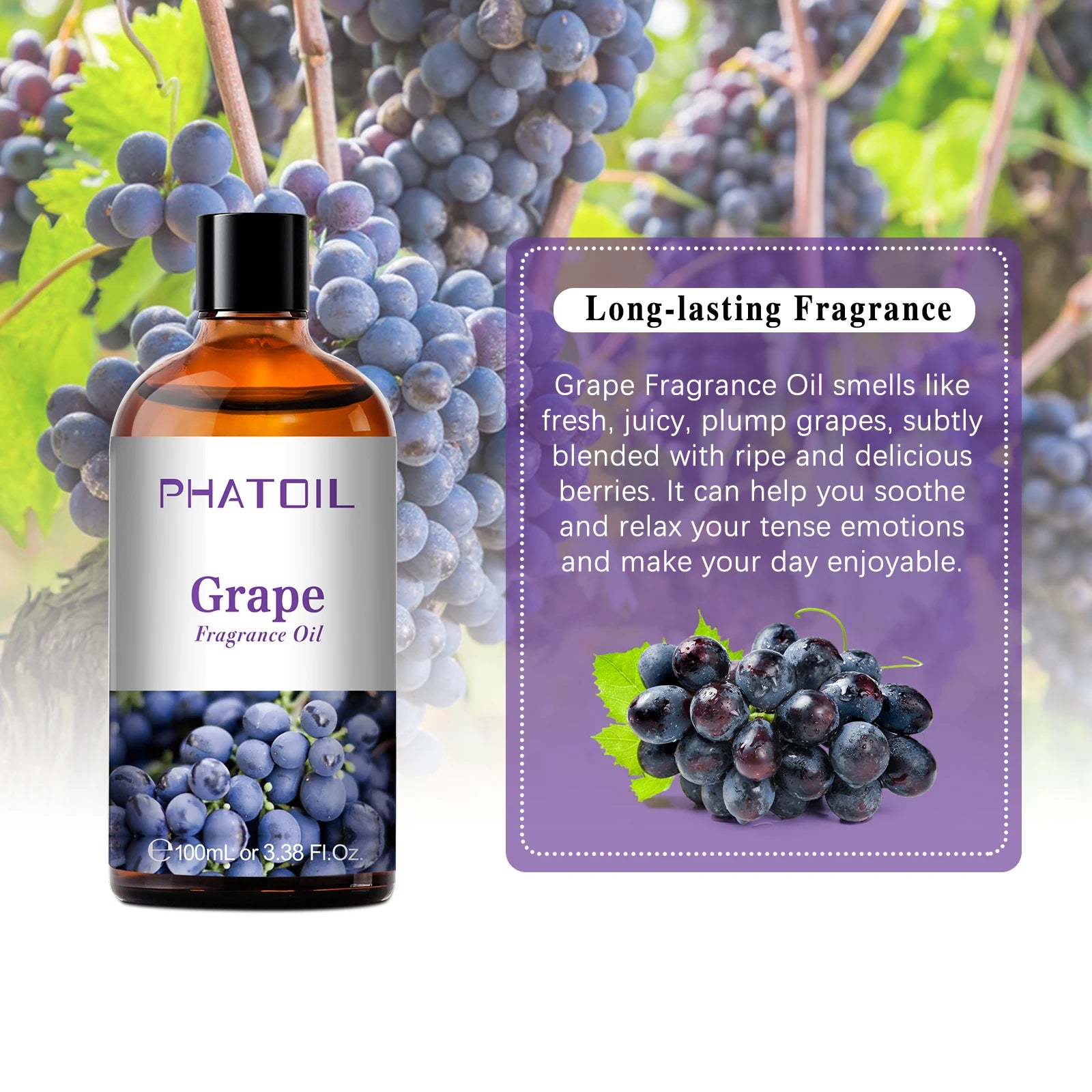 PHATOIL 100ml Aromatherapy Fragrance Oil — Coconut & Vanilla, Strawberry, Cherry, Lemon — 1/2/3-Pack for Diffuser, Candle Making & DIY