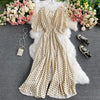 V-Neck Dolman Sleeve Polka Dot High-Waist Wide-Leg Jumpsuit for Women