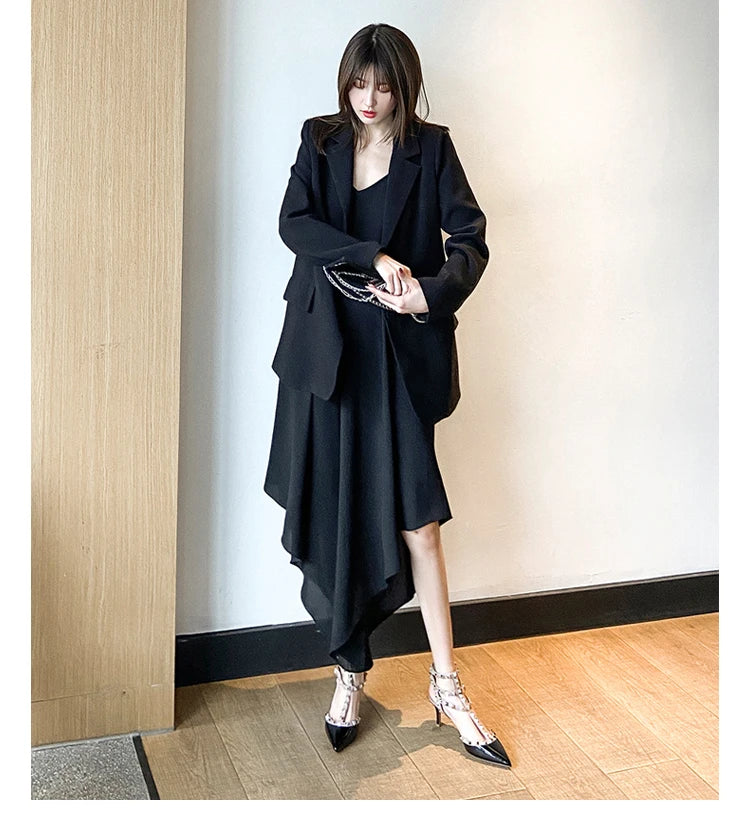 Women's Gladiator High-Heel Sandals - Black Patent Leather 3-Strap Ankle Strap Rivet Designer Heels