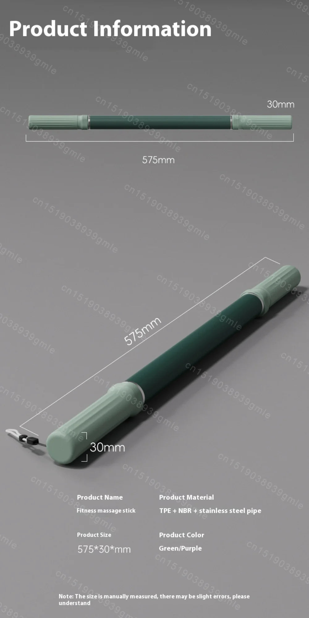 Stainless Steel Myofascial Massage Roller Bar - Yoga Fascia Stick for Leg Stretching & Muscle Release