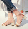 Women's Low Block Heel Sandals - Elegant PU Strappy Dress Heels (3–5 cm / 1.2–2.0 in)
