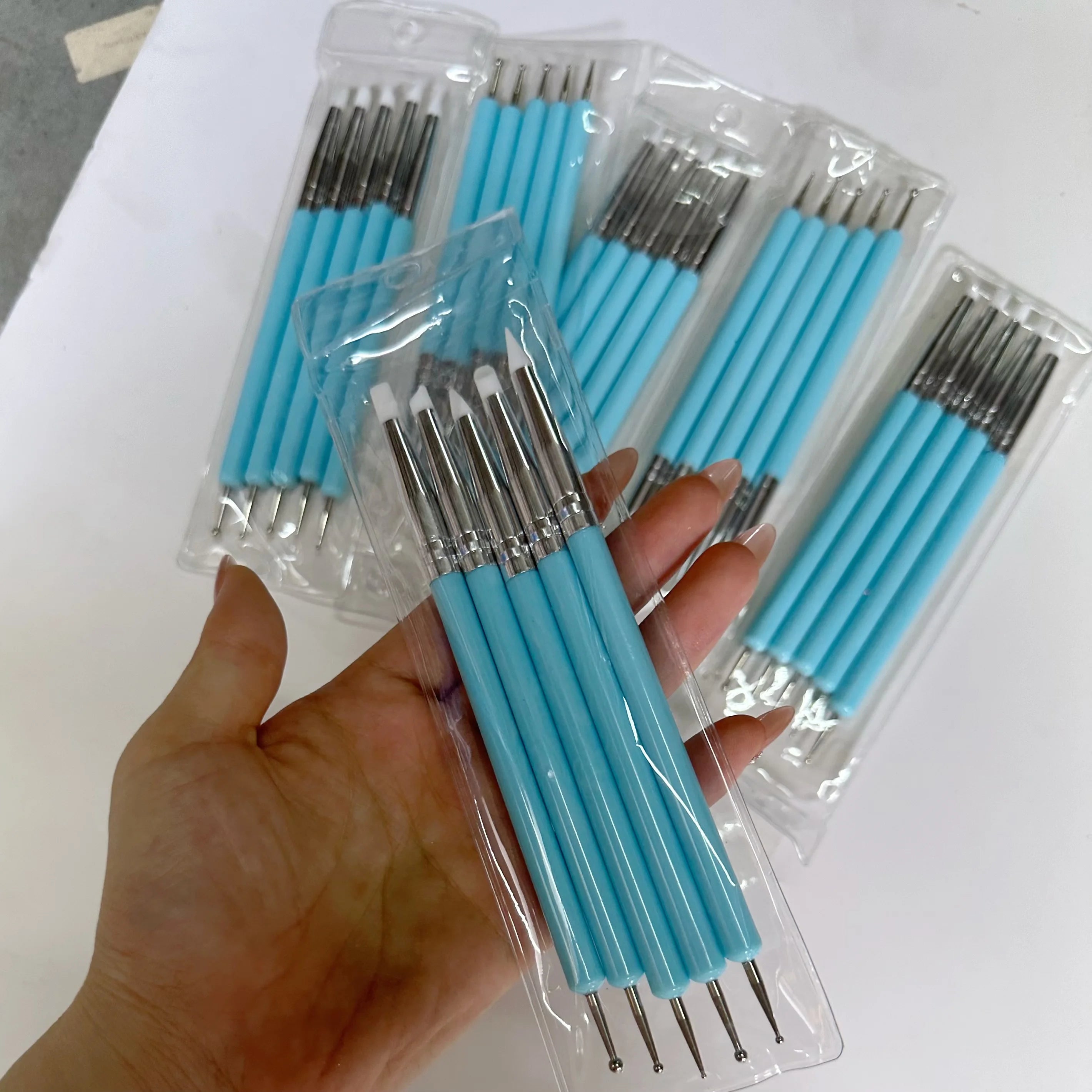 5-Pack Double-Ended Silicone Dotting Tools – Nail Art, Clay Sculpting & Cake Decorating Pens