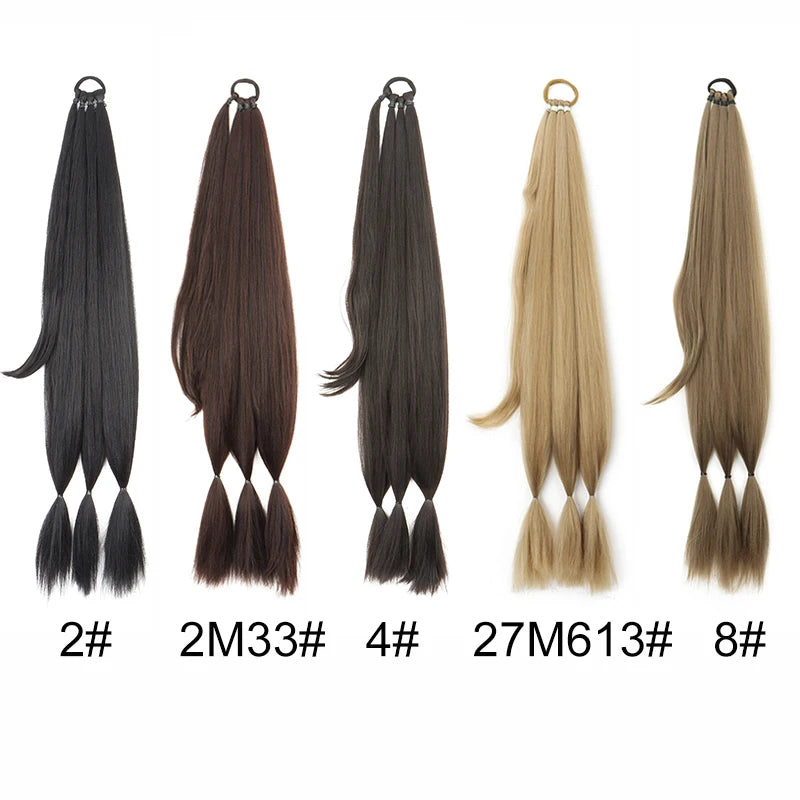 30-Inch (76 cm) Synthetic Long Braided Ponytail Hair Extension Heat-Resistant Box Braid for Women