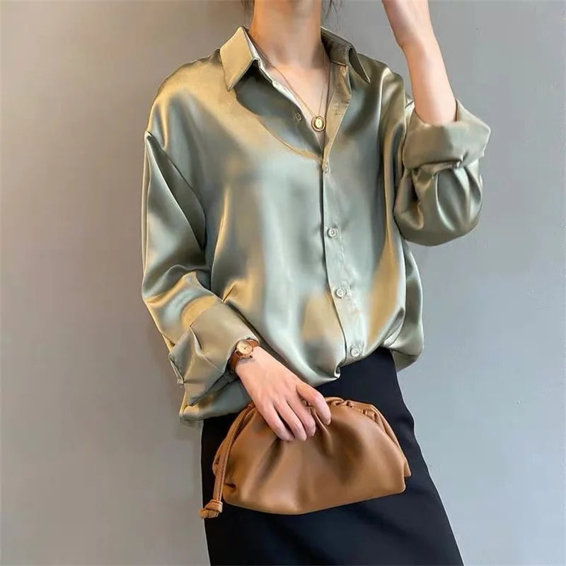 Women's Casual Long Sleeve Blouse Turn-Down Collar Spring/Summer Top