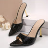 Crocodile-Embossed Stiletto Sandals – 8 cm (3.15 in) High Heel Slip-On Pointed Peep Toe Party Shoes