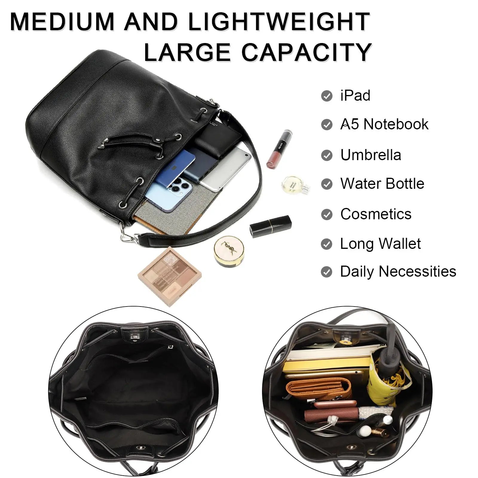 Elegant Women's Bucket Crossbody Bag Fashionable Shoulder Handbag for Casual Daily Use