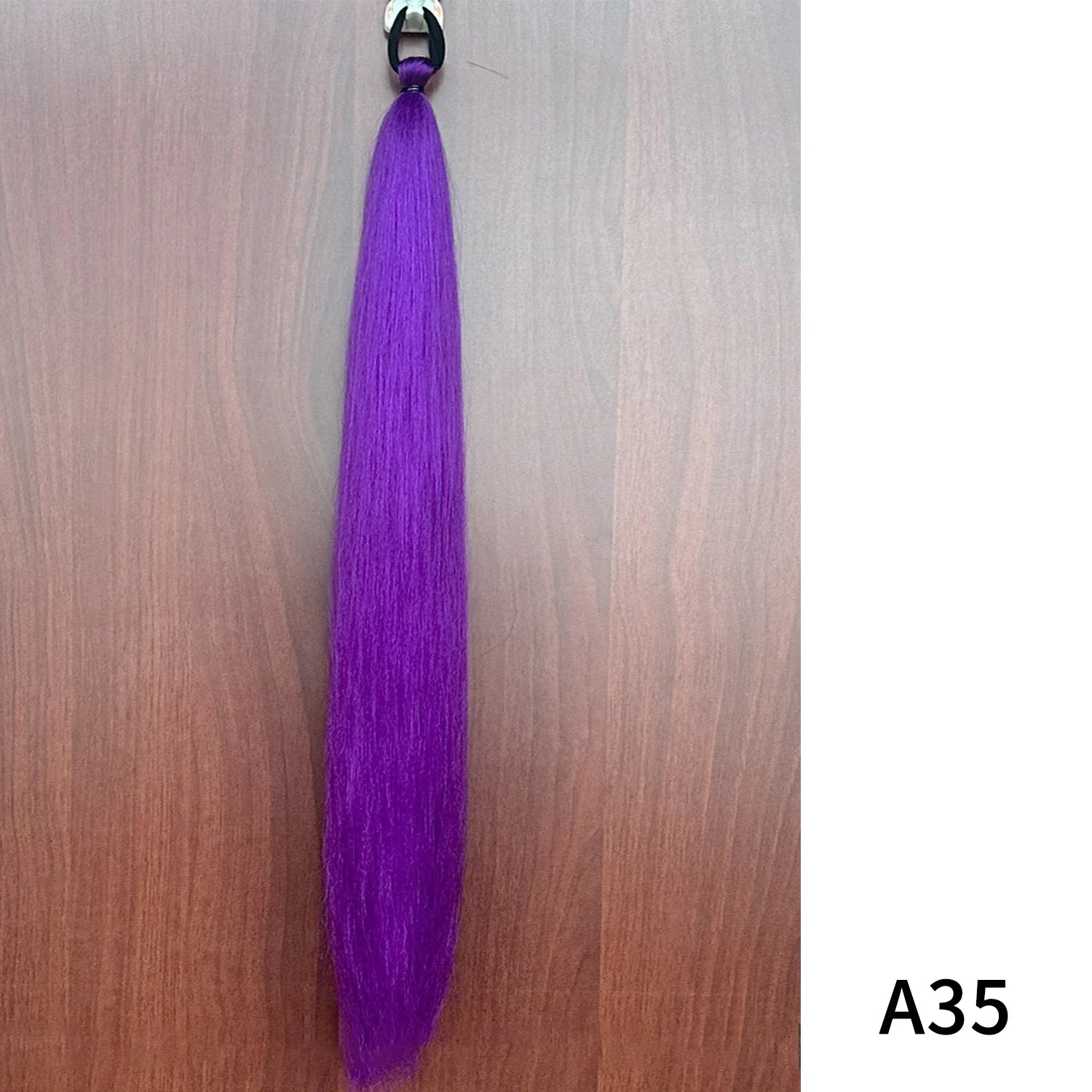 Purple Synthetic Ponytail Extension with Elastic Band – Long Straight Yaki Hairpiece for Braids & DIY Styles