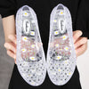 Sequin Clear Jelly Sandals for Women - Flat Beach Slip-On Sandals