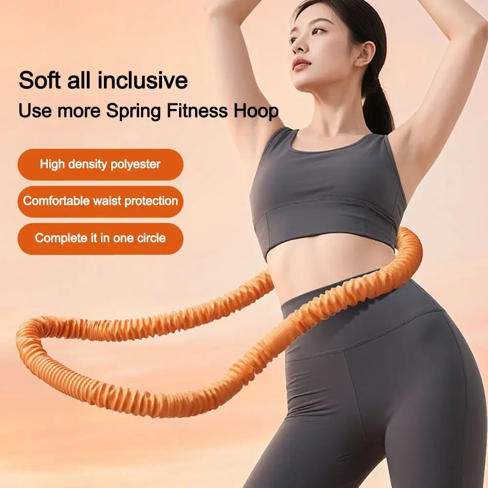 Foldable Spring Tube Hula Hoop 190 cm / 74.8 in – Portable Non-Woven Fitness Hoop for Waist Training & Full-Body Workout (Pink, Orange)