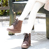 BCEBYL Women's Faux Suede Ankle Boots — Plush-Lined Lace-Up Round Toe Platform Winter Short Boots