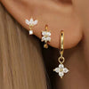 3-Pack 14K Gold-Plated Stainless Steel Crown Stud Earrings for Women with Crystal Zircon — Horse Eye Design