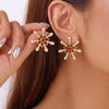 Snowflake Crystal Zircon Pearl Drop Stud Earrings for Women – Christmas New Year Party Gift