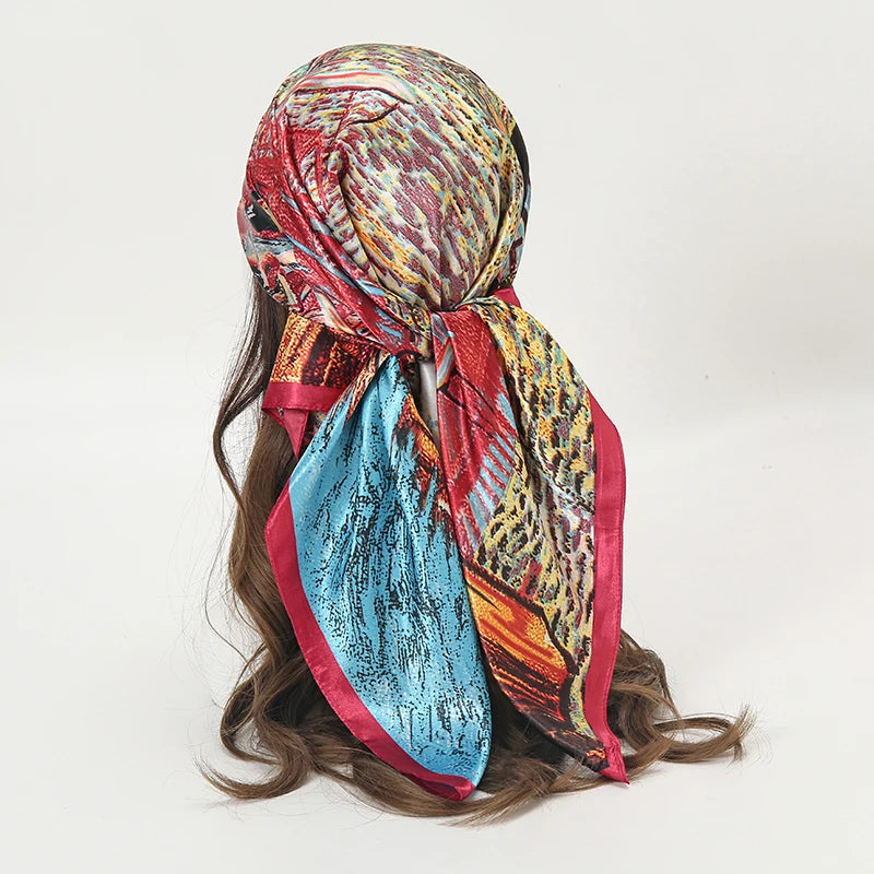 Satin-Feel Square Scarf 90 x 90 cm (35.4 x 35.4 in) – Satin-Look Polyester Hijab, Neckerchief, Shawl & Headscarf for Women