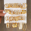 24-Pair Women's Gold Earring Set — Boho Vintage Pearl & Geometric Hoops Gift Set