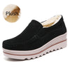 Women's Winter Cow Suede Loafers — Plush Wool-Lined Platform Moccasins, Warm Slip-On Flats