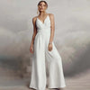Women's V-Neck Strappy Backless Fitted Jumpsuit - Casual Bodycon Romper with Natural Waist