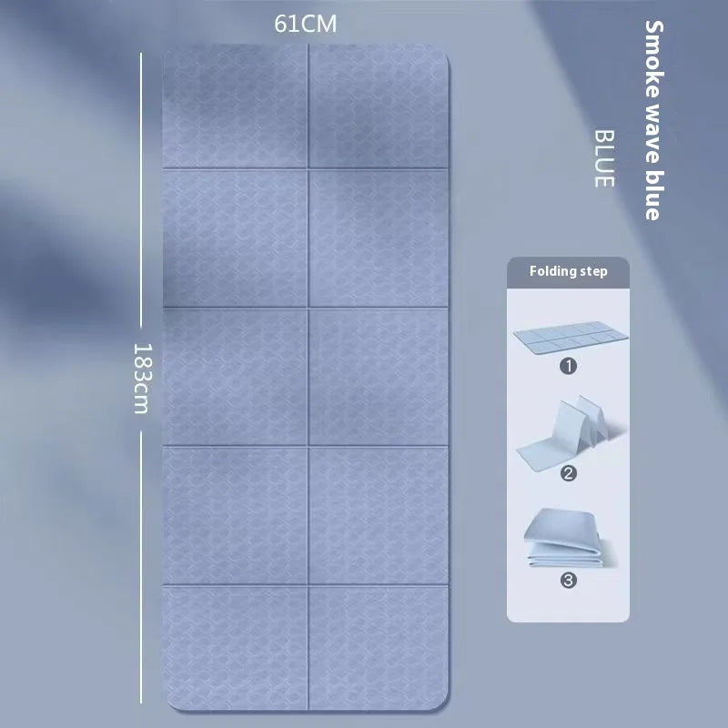 Foldable TPE Yoga Mat 72 x 24 in (183 x 61 cm) 4mm Thick Portable Anti-Slip Fitness & Kids Nap Mat